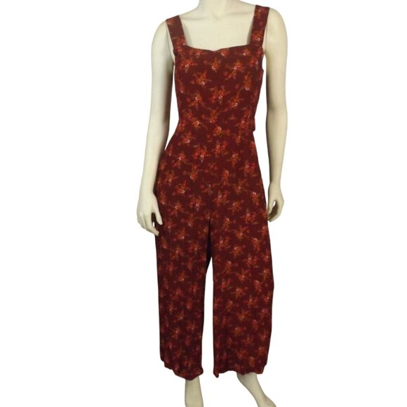 new MADEWELL Jumpsuit, 8, Tie Back Top, Dark Red/Floral, Pockets, Wide straps